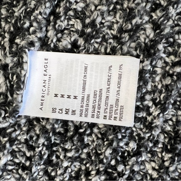 American Eagle | Black and White Marled Open Knit Open Cardigan Sweater SZ MED - Picture 6 of 6